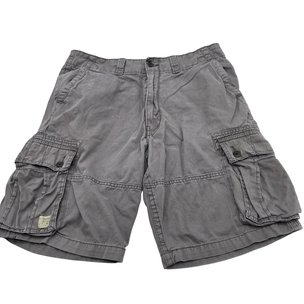 Signature by Levi Strauss Cargo‎ Shorts Mens 36 Gray Cotton Twill Multi Pocket